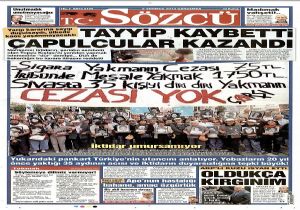 SÖZCÜ DEN ÇARŞI PANKARTLI MANŞET!